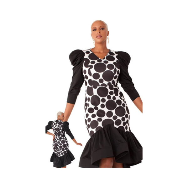 For Her By Tally Taylor 1pc Novelty Womens Dress With Puff Shoulders And Bubble Pattern - Image 2